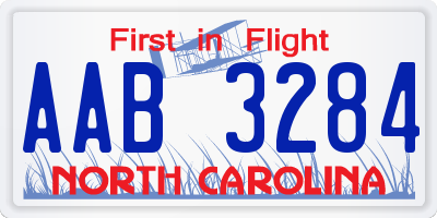 NC license plate AAB3284
