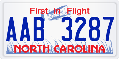 NC license plate AAB3287