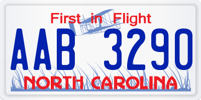 NC license plate AAB3290