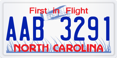 NC license plate AAB3291