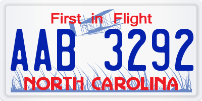 NC license plate AAB3292