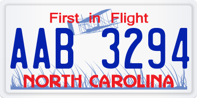 NC license plate AAB3294