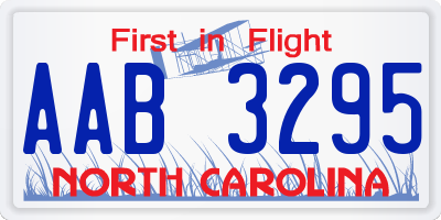 NC license plate AAB3295