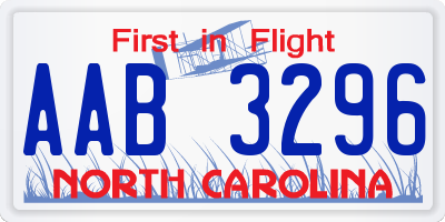 NC license plate AAB3296