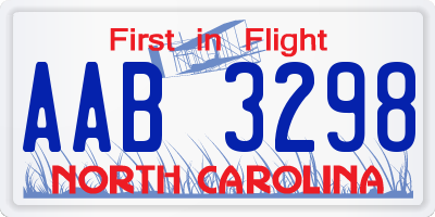 NC license plate AAB3298
