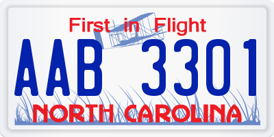 NC license plate AAB3301