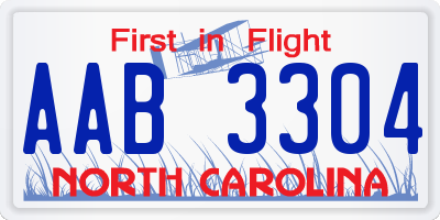 NC license plate AAB3304