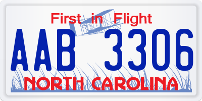 NC license plate AAB3306