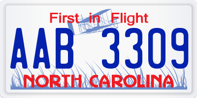 NC license plate AAB3309