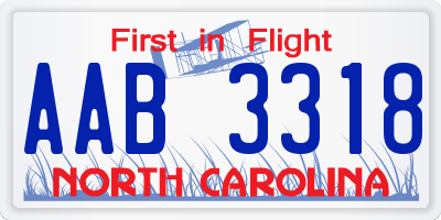 NC license plate AAB3318