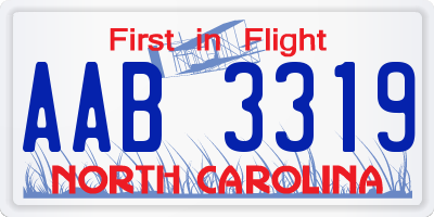 NC license plate AAB3319