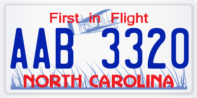 NC license plate AAB3320