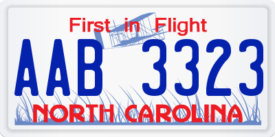 NC license plate AAB3323