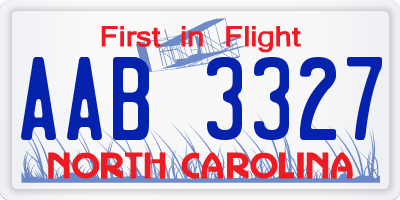 NC license plate AAB3327