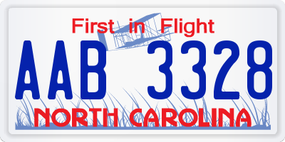 NC license plate AAB3328
