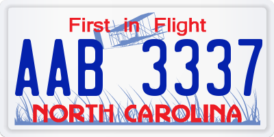 NC license plate AAB3337