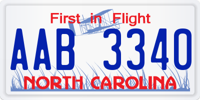 NC license plate AAB3340
