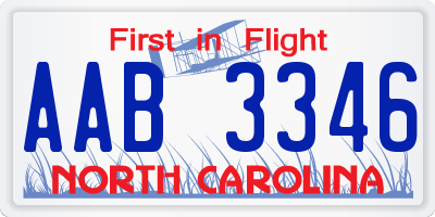 NC license plate AAB3346