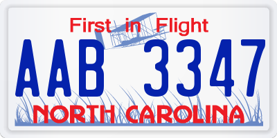 NC license plate AAB3347
