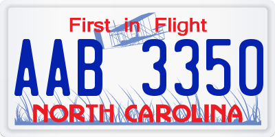 NC license plate AAB3350