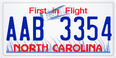 NC license plate AAB3354