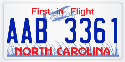 NC license plate AAB3361