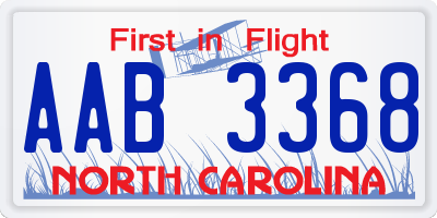 NC license plate AAB3368