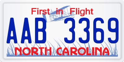 NC license plate AAB3369