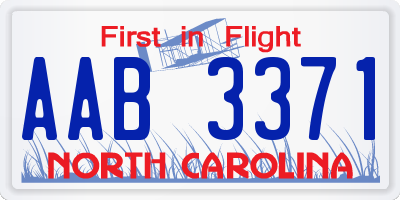 NC license plate AAB3371