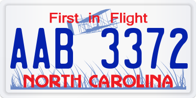 NC license plate AAB3372