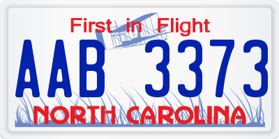 NC license plate AAB3373