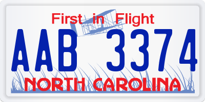 NC license plate AAB3374