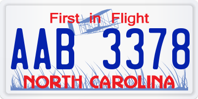 NC license plate AAB3378