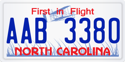 NC license plate AAB3380