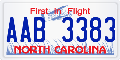 NC license plate AAB3383