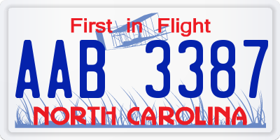 NC license plate AAB3387