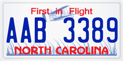 NC license plate AAB3389