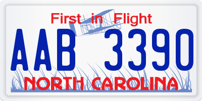 NC license plate AAB3390