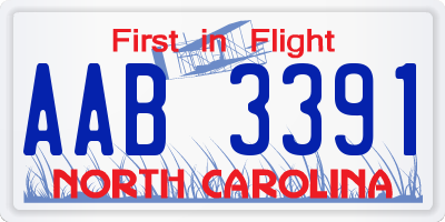 NC license plate AAB3391
