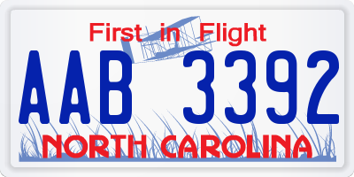 NC license plate AAB3392