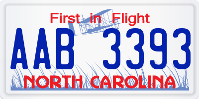 NC license plate AAB3393