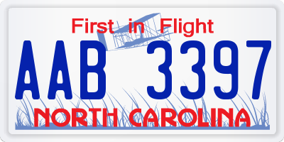 NC license plate AAB3397
