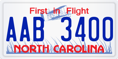 NC license plate AAB3400