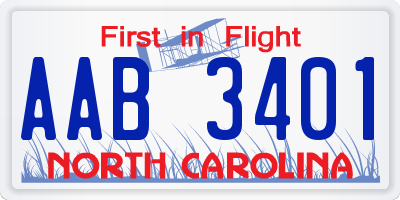 NC license plate AAB3401