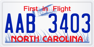 NC license plate AAB3403