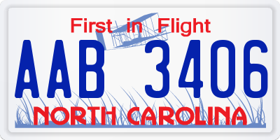 NC license plate AAB3406