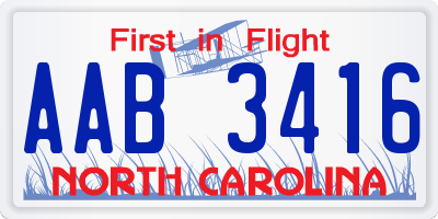 NC license plate AAB3416