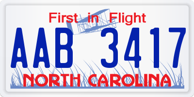 NC license plate AAB3417