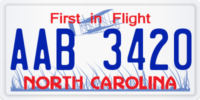 NC license plate AAB3420