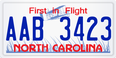 NC license plate AAB3423